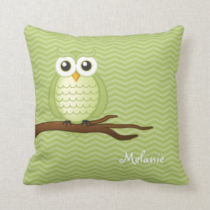 Cute Owl   Groene Chevrons Kussen