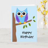 Cute Owl Happy Birthday Kaart (Gele Bloem)