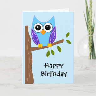 Cute Owl Happy Birthday Kaart
