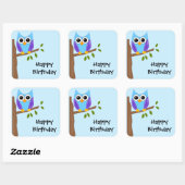 Cute Owl Happy Birthday Sticker (Vel)
