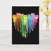 Cute Owl Heart Lgbtq Proud Gay Pride Month Colourf Kaart (Gele Bloem)