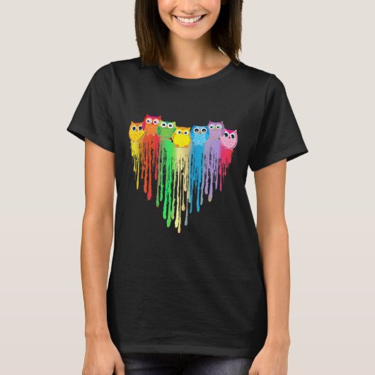 Cute Owl Heart Lgbtq Proud Gay Pride Month Colourf T-shirt (Voorkant)