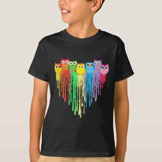 Cute Owl Heart Lgbtq Proud Gay Pride Month Colourf T-shirt (Voorkant)