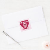 Cute Owl Heart - Owl Altijd van je houden Vierkante Sticker (Envelop)