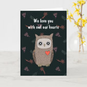 Cute Owl Ik hou van je, Kawaii Owl Custom Valentij Kaart (Gele Bloem)