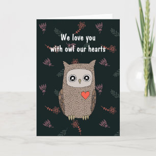 Cute Owl Ik hou van je, Kawaii Owl Custom Valentij Kaart