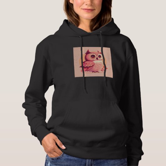 Cute Owl Illustration Modern Artwork Pink Women Ki Hoodie (Voorkant)