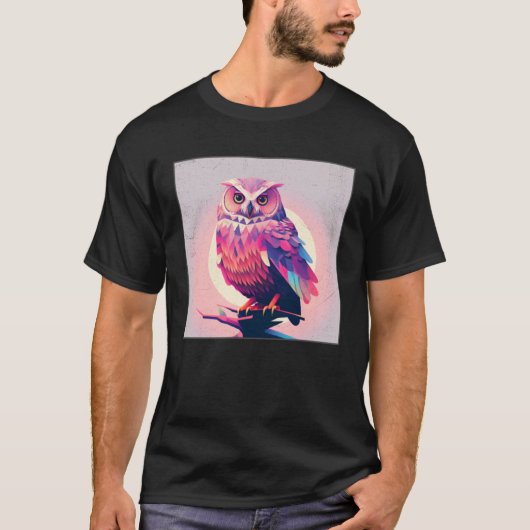 Cute Owl Illustration Modern Artwork Pink Women Ki T-shirt (Voorkant)