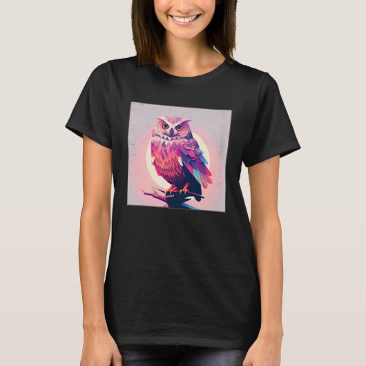 Cute Owl Illustration Modern Artwork Pink Women Ki T-shirt (Voorkant)