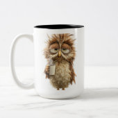 Cute Owl Illustration Mug | Adorable Woodland Bird Tweekleurige Koffiemok (Links)