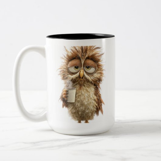 Cute Owl Illustration Mug | Adorable Woodland Bird Tweekleurige Koffiemok (Links)