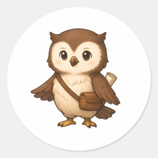 Cute Owl Illustration – Okojo and Friends Illust Ronde Sticker