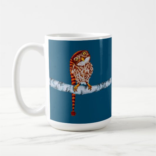 Cute Owl in Knit Stocking Pet Mok (Links)
