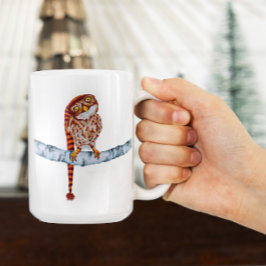 Cute Owl in Knit Stocking Pet White Mok