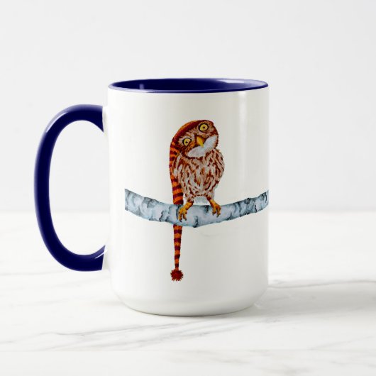 Cute Owl in Knit Stocking Pet White Mok (Links)