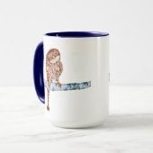 Cute Owl in Knit Stocking Pet White Mok (Voorkant links)