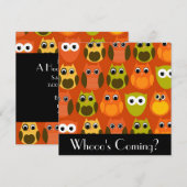 Cute Owl Invitation Kaart (Voorkant / Achterkant)