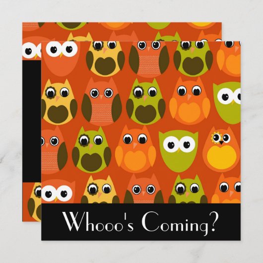 Cute Owl Invitation Kaart (Voorkant / Achterkant)