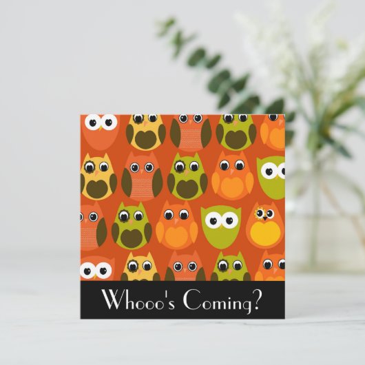 Cute Owl Invitation Kaart (Staand voorkant)