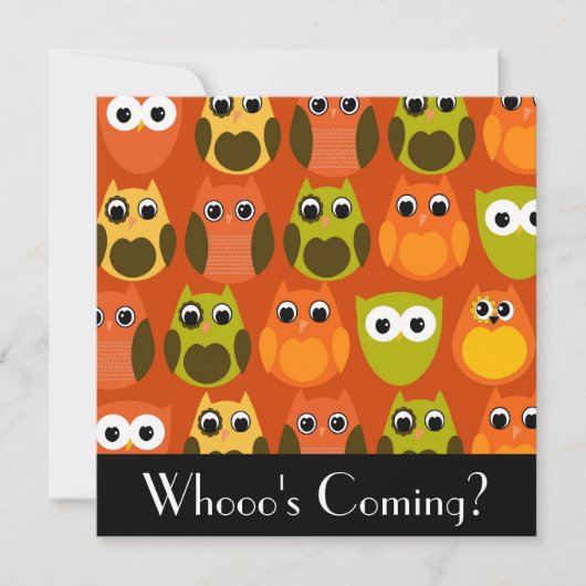 Cute Owl Invitation Kaart (Voorkant)