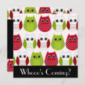 Cute Owl Invitation Kaart (Voorkant / Achterkant)