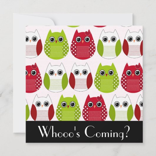 Cute Owl Invitation Kaart (Voorkant)