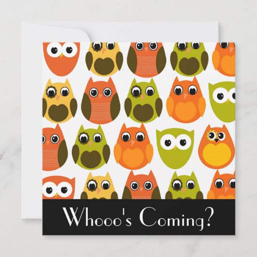 Cute Owl Invitation Kaart (Voorkant)