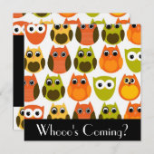 Cute Owl Invitation Kaart (Voorkant / Achterkant)