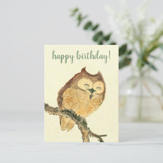 Cute Owl - Japans Briefkaart voor fijne kunst op z (Staand voorkant)
