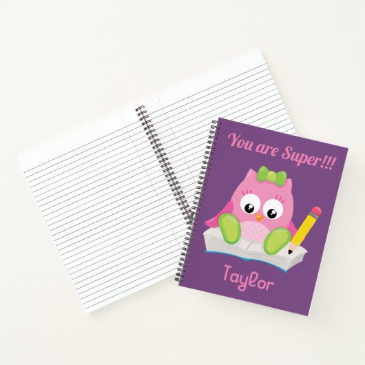 Cute Owl Je bent Super Paars Notitieboek (Binnen)