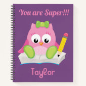 Cute Owl Je bent Super Paars Notitieboek (Voorkant)