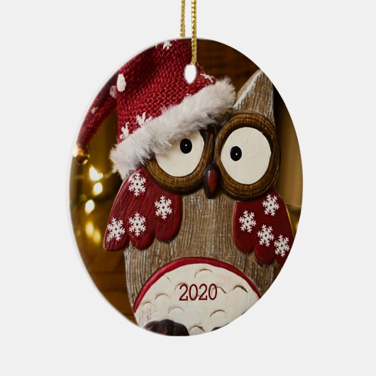 Cute Owl Kersthout Keramisch Ornament (Rechts)