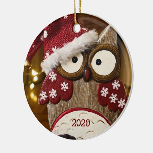 Cute Owl Kersthout Keramisch Ornament (Links)