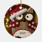 Cute Owl Kersthout Keramisch Ornament (Voorkant)