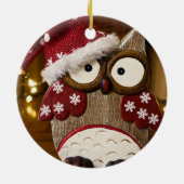 Cute Owl Kersthout Keramisch Ornament (Achterkant)