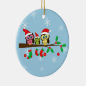 Cute Owl Kerstmis Keepomwille Ornaments Keramisch Ornament (Rechts)