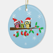 Cute Owl Kerstmis Keepomwille Ornaments Keramisch Ornament (Links)