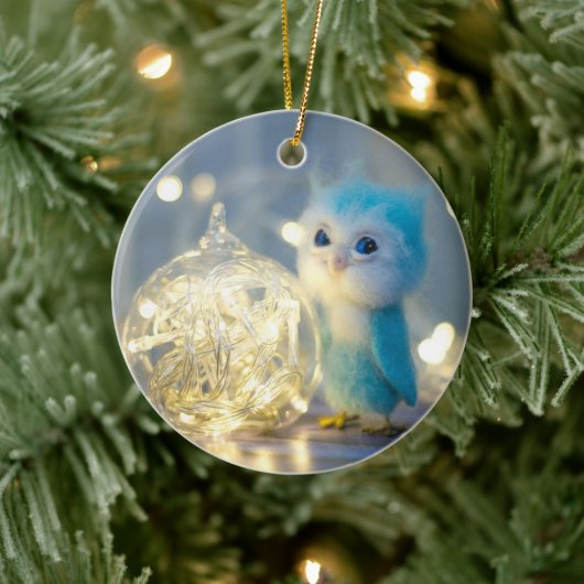 Cute owl kerstmis keramisch ornament (Boom)