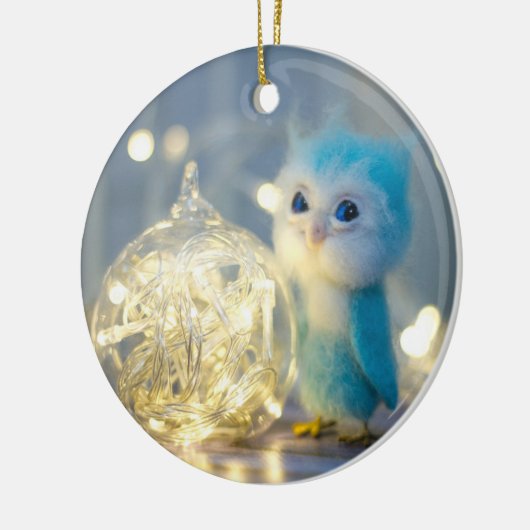 Cute owl kerstmis keramisch ornament (Links)