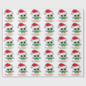 Cute Owl Kerstmis, speciaal aangepast rood groen f Cadeaupapier (Vlak)