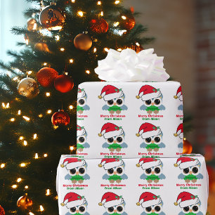 Cute Owl Kerstmis, speciaal aangepast rood groen f Cadeaupapier