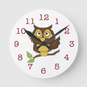 Cute Owl Kid's Wall-clock Ronde Klok