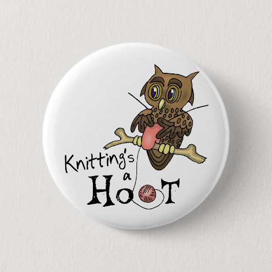 Cute Owl Knitting Button (Voorkant)