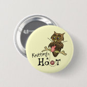 Cute Owl Knitting Button (Voorkant /achterkant)