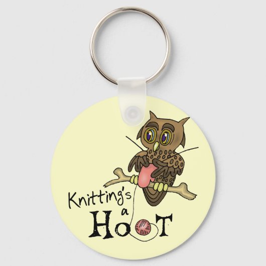 Cute Owl Knitting Sleutelhanger (Voorkant)