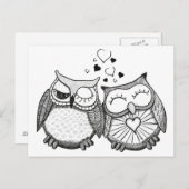 Cute owl koppel briefkaart (Voorkant / Achterkant)