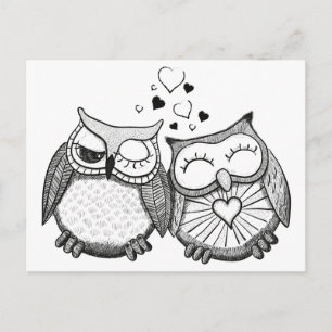 Cute owl koppel briefkaart