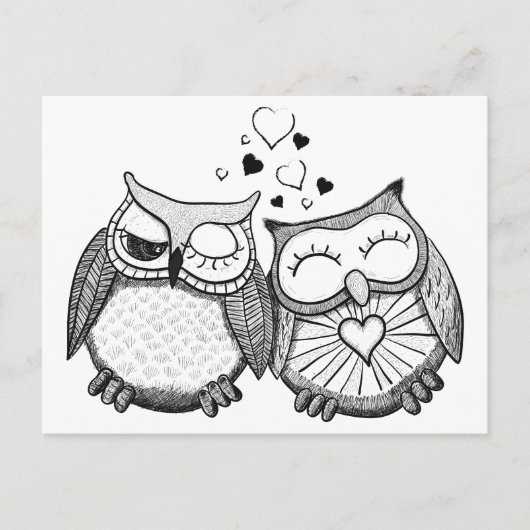 Cute owl koppel briefkaart (Voorkant)