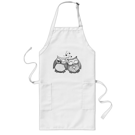 Cute owl koppel lang schort (Voorkant)