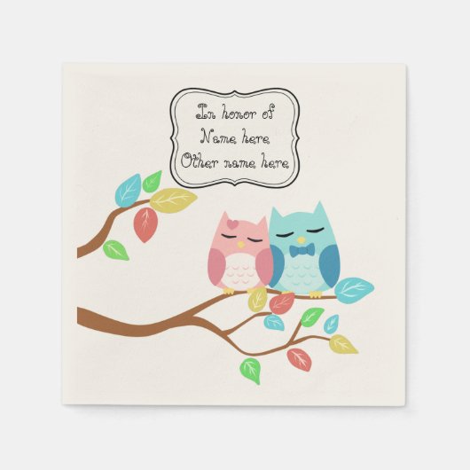 Cute owl koppel servetten (Voorkant)